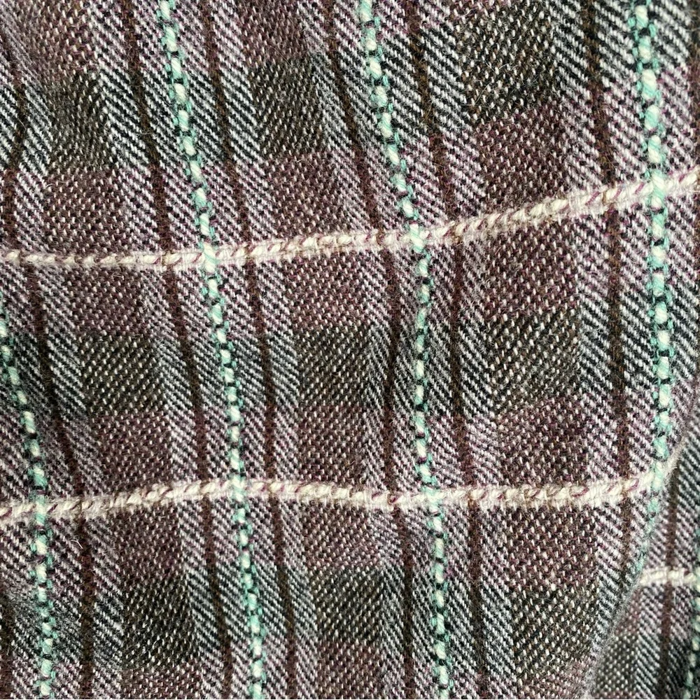 VTG Y2K Free People Plaid Tweed Wide Leg Trousers Size 2 Academia Silk Mid-Rise